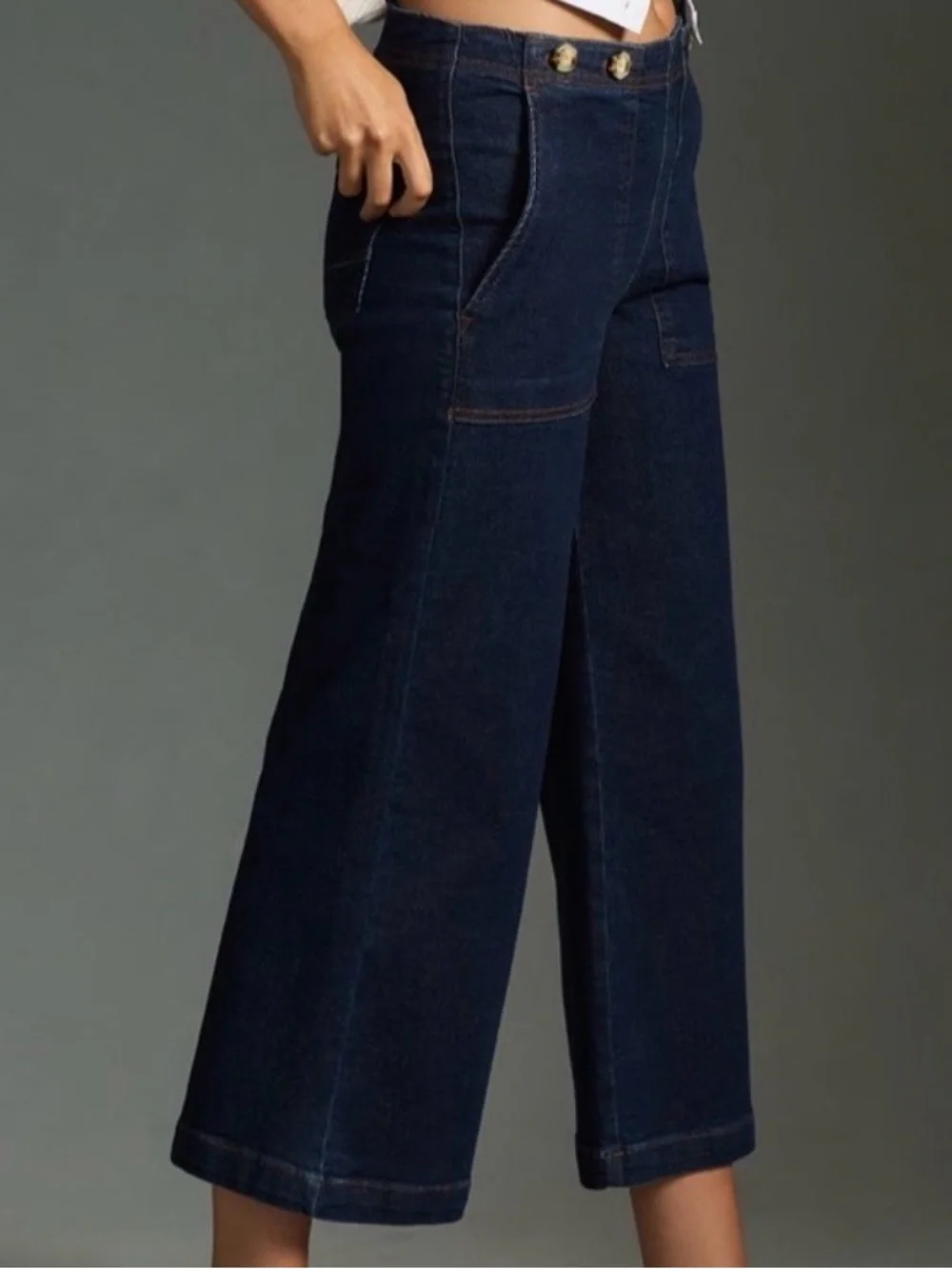 Anthropologie Pilcro Kit high-rise wide leg jean hidden side zip dark wash EUC - Picture 12 of 12